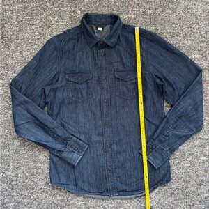 Diesel Dark Blue Denim Soft Button Down Shirt Western black pearl snap on button